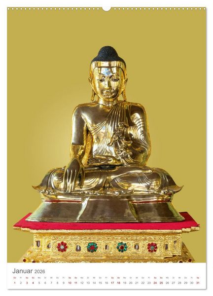 Produktbild: Buddha tr&auml;gt Gold (hochwertiger Premium Wandkalender 2026 DIN A2 hoch), Kunstdruck in Hochglanz