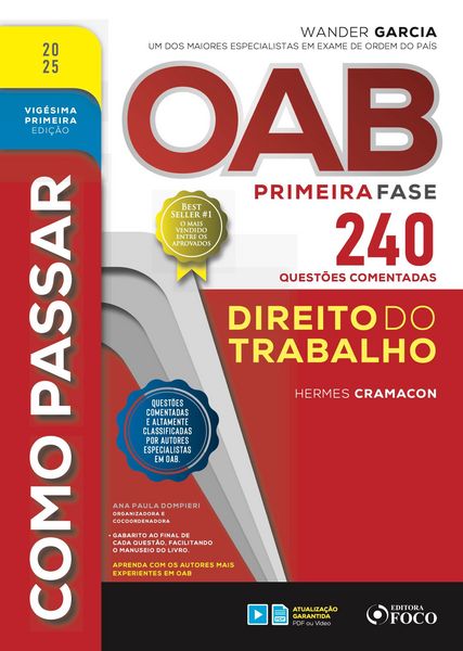 Produktbild: Como passar OAB primeira fase - 240 quest&otilde;es comentadas - Direito do trabalho