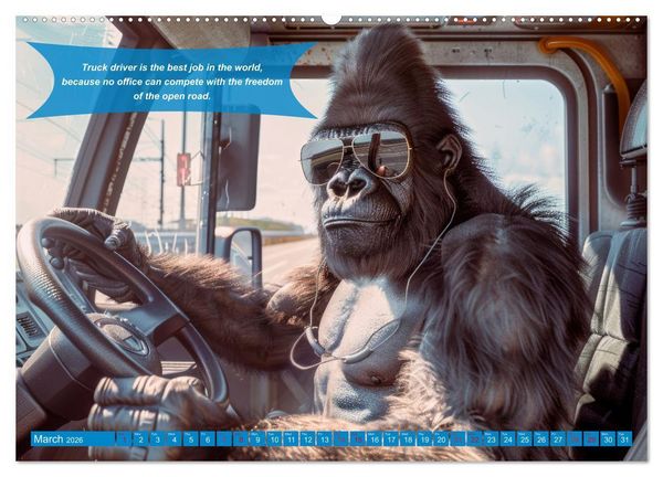 Produktbild: Funny charming animals as truck drivers (High Quality Premium Wall Calendar 2026 DIN A2 landscape),CALVENDO 12 Month Wall Calendar