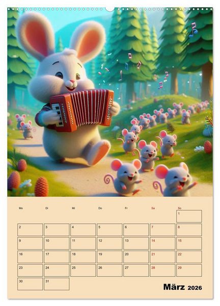 Produktbild: Waldtiere machen Musik (hochwertiger Premium Wandkalender 2026 DIN A2 hoch), Kunstdruck in Hochglanz