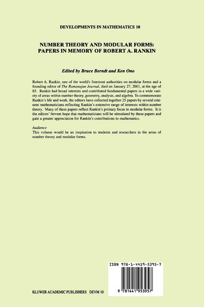 Produktbild: Number Theory and Modular Forms