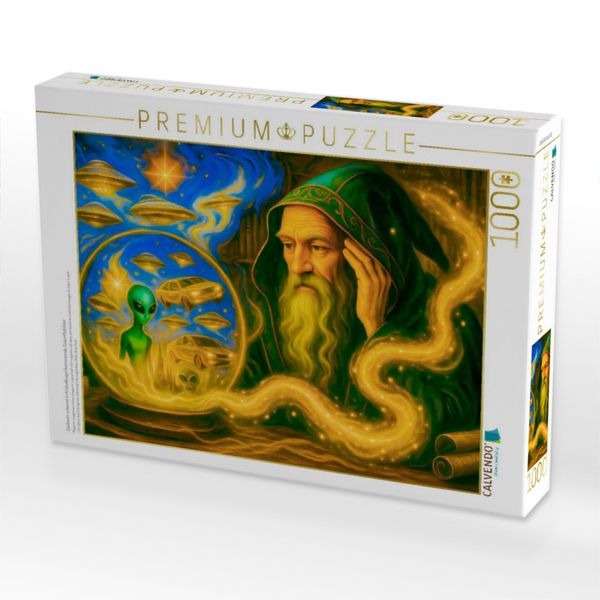 Produktbild: CALVENDO Puzzle Zauberer erkennt in Kristallkugel kommende Zukunftsbilder | 1000 Teile Lege-Gr&ouml;&szlig;e 64x48cm Foto-Puzzle f&uuml;r gl&uuml;ckliche Stunden