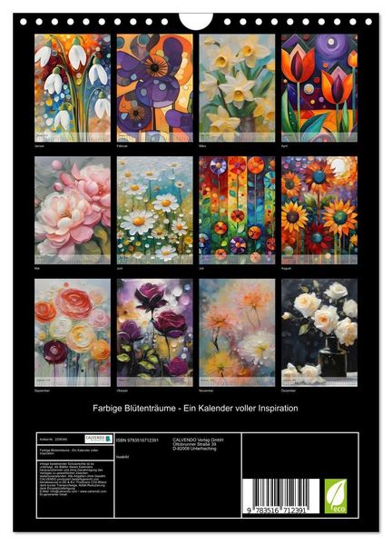Produktbild: Farbige Bl&uuml;tentr&auml;ume - Ein Kalender voller Inspiration (Wandkalender 2026 DIN A4 hoch), CALVENDO Monatskalender
