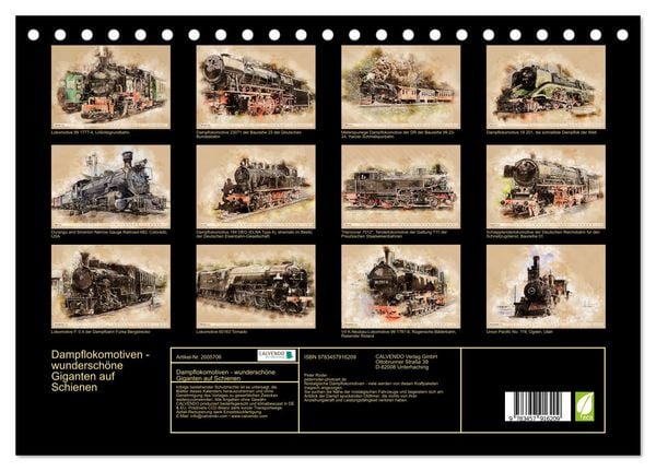 Produktbild: Dampflokomotiven - wundersch&ouml;ne Giganten auf Schienen (Tischkalender 2026 DIN A5 quer), CALVENDO Monatskalender