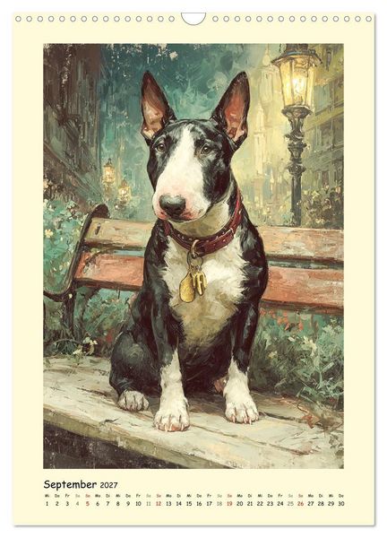 Produktbild: Gentlemen auf Pfoten. Der Bullterrier im k&uuml;nstlerischen Vintage-Stil (Wandkalender 2027 DIN A3 hoch), CALVENDO Monatskalender
