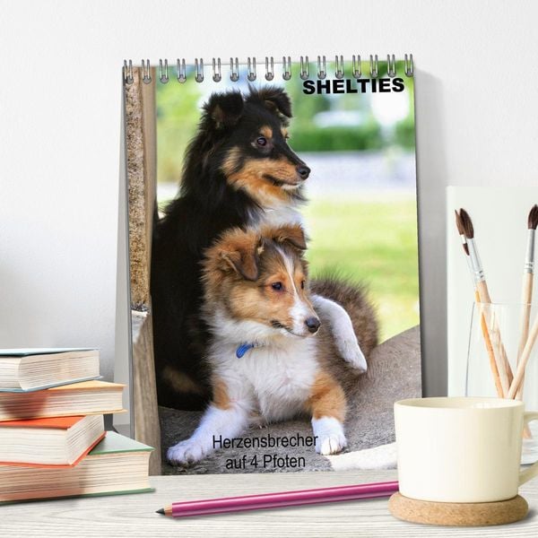 Produktbild: SHELTIES Herzensbrecher auf 4 Pfoten (Tischkalender 2026 DIN A5 hoch), CALVENDO Monatskalender