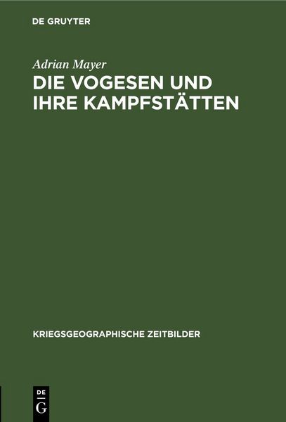 Produktbild: Die Vogesen und ihre Kampfst&auml;tten