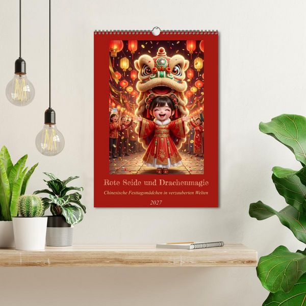 Produktbild: Rote Seide und Drachenmagie (Wandkalender 2027 DIN A3 hoch), CALVENDO Monatskalender