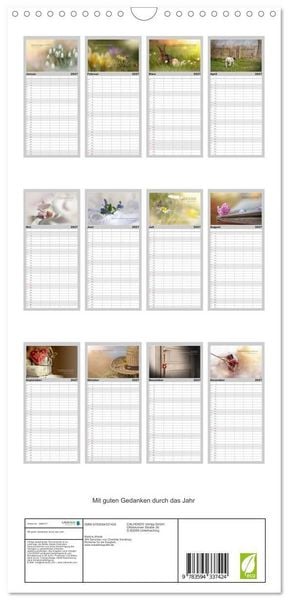 Produktbild: Familienplaner 2027 - Mit guten Gedanken durch das Jahr mit 5 Spalten (Wandkalender, 21 x 45 cm) CALVENDO