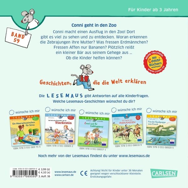 Produktbild: LESEMAUS 59: Conni geht in den Zoo