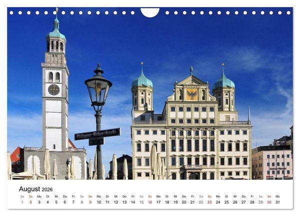 Produktbild: Augsburg &ndash; Die Highlights der schw&auml;bischen Metropole (Wandkalender 2026 DIN A4 quer), CALVENDO Monatskalender