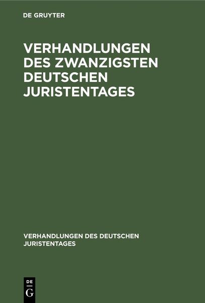 Produktbild: Verhandlungen des Zwanzigsten Deutschen Juristentages
