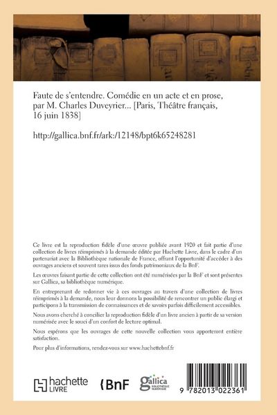 Produktbild: Faute de s'entendre. Com&eacute;die en un acte et en prose