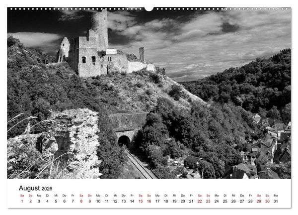 Produktbild: Burgen in schwarzwei&szlig; - Wie aus alten Zeiten (Wandkalender 2026 DIN A2 quer), CALVENDO Monatskalender