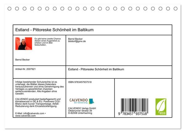 Produktbild: Estland - Pittoreske Sch&ouml;nheit im Baltikum (Tischkalender 2026 DIN A5 quer), CALVENDO Monatskalender