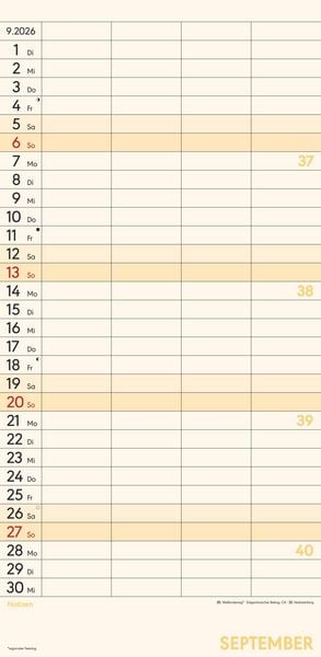 Produktbild: Superplaner M 2026 4 Spalten - Familien-Timer 22x45 cm - Offset-Papier - mit Ferienterminen - Wand-Planer - Familienkalender - Alpha Edition