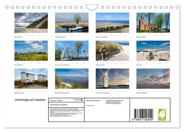 Produktbild: Unterwegs auf Usedom (Wandkalender 2026 DIN A4 quer), CALVENDO Monatskalender