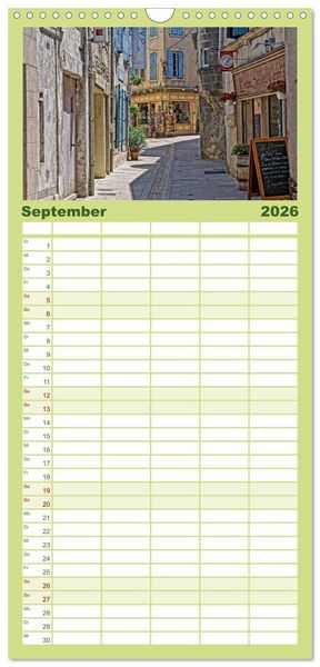 Produktbild: Familienplaner 2026 - Provence romantique mit 5 Spalten (Wandkalender, 21 x 45 cm) CALVENDO