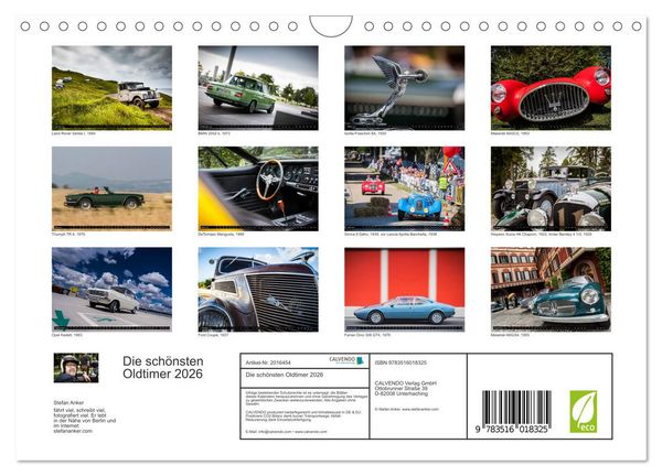 Produktbild: Die sch&ouml;nsten Oldtimer 2026 (Wandkalender 2026 DIN A4 quer), CALVENDO Monatskalender
