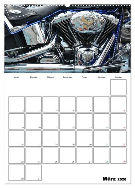 Produktbild: Harley Davidson Familienplaner (Wandkalender 2026 DIN A2 hoch), CALVENDO Monatskalender