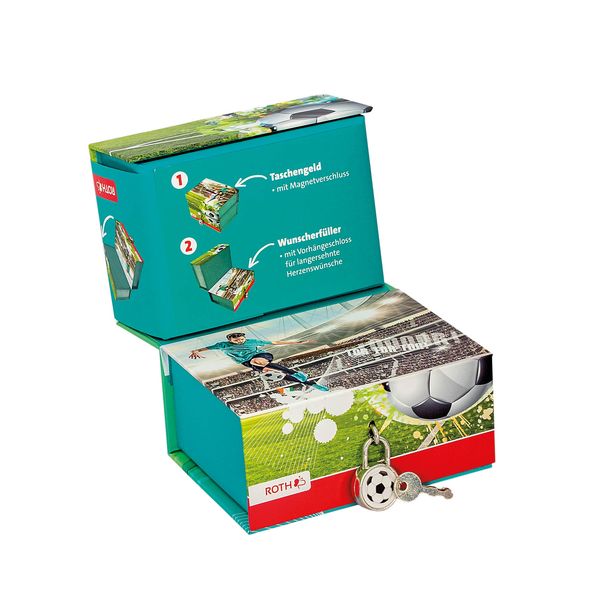 Produktbild: Roth Spardose 2 Boxen mit 2 F&auml;chern Fu&szlig;ballstar