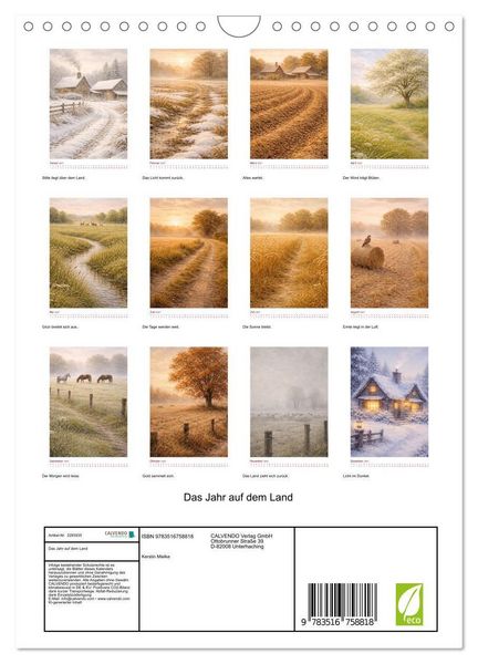 Produktbild: Das Jahr auf dem Land (Wandkalender 2027 DIN A4 hoch), CALVENDO Monatskalender