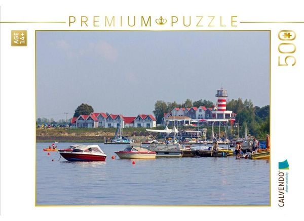 CALVENDO Puzzle Leuchtturm am Geierswalder See | 500 Teile Lege-Größe 48 × 36 cm Foto-Puzzle für Erwachsene
