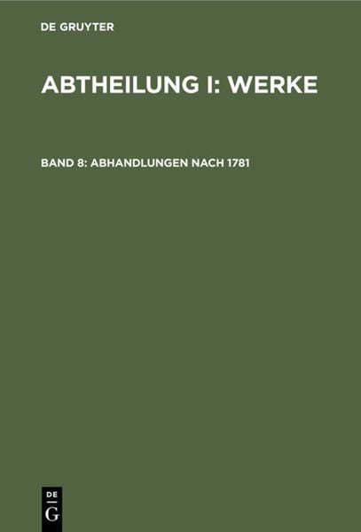 Produktbild: Abhandlungen nach 1781