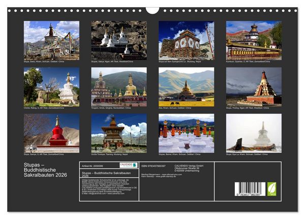 Produktbild: Stupas &ndash; Buddhistische Sakralbauten 2026 (Wandkalender 2026 DIN A3 quer), CALVENDO Monatskalender