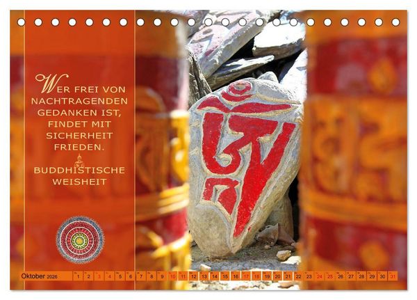 Produktbild: Unterwegs zur Erleuchtung Buddhistische Weisheiten (Tischkalender 2026 DIN A5 quer), CALVENDO Monatskalender