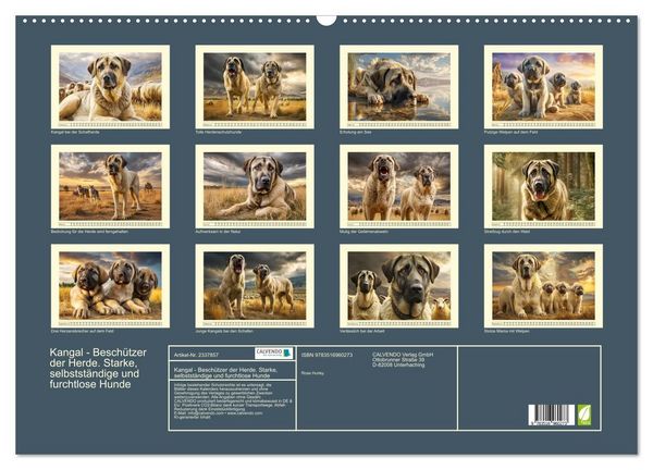 Produktbild: Kangal - Besch&uuml;tzer der Herde. Starke, selbstst&auml;ndige und furchtlose Hunde (Wandkalender 2027 DIN A2 quer), CALVENDO Monatskalender