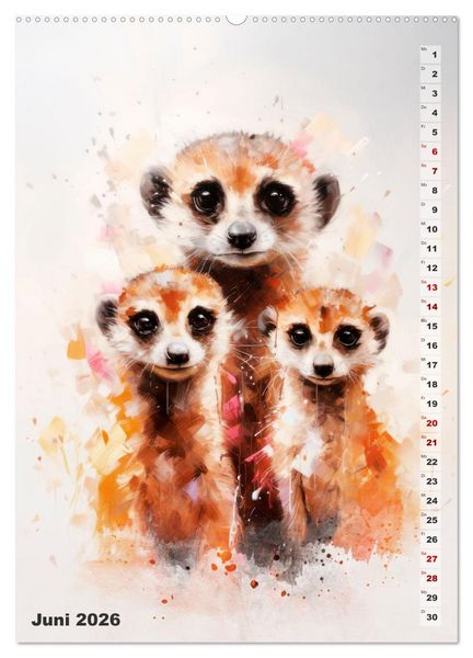 Produktbild: Niedliche Tierfamilien (Wandkalender 2026 DIN A2 hoch), CALVENDO Monatskalender