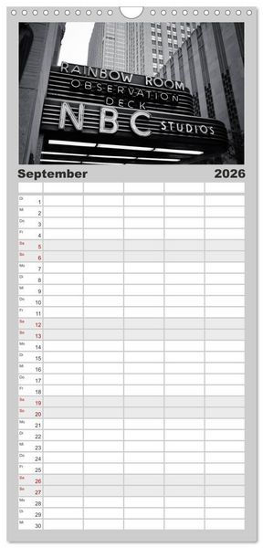 Produktbild: Familienplaner 2026 - New York in schwarz weiss mit 5 Spalten (Wandkalender, 21 x 45 cm) CALVENDO