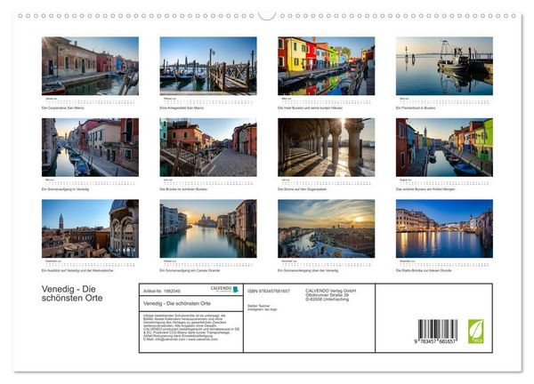 Produktbild: Venedig - Die sch&ouml;nsten Orte (hochwertiger Premium Wandkalender 2026 DIN A2 quer), Kunstdruck in Hochglanz