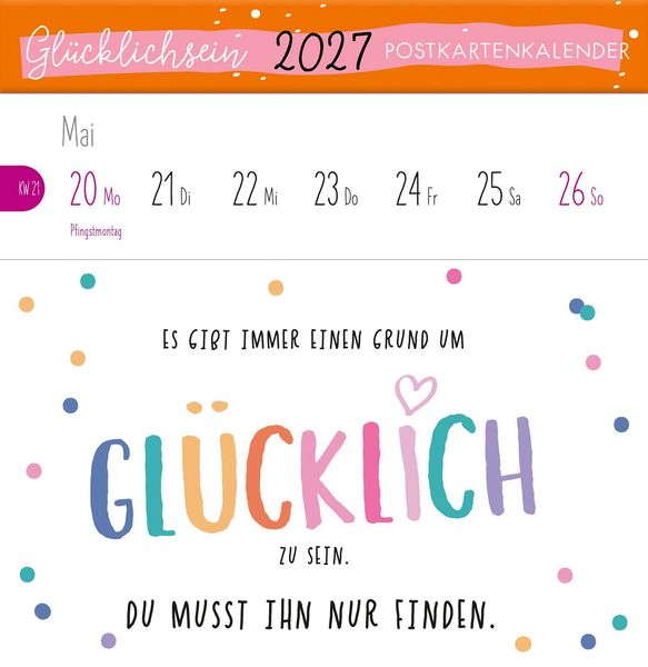 Produktbild: Postkartenkalender Gl&uuml;cklichsein 2027 by konfettiberlin
