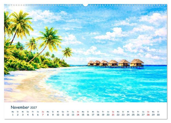 Produktbild: Reisetr&auml;ume Traumreisen. Die sch&ouml;nsten Reiseziele der Welt in Watercolor (Wandkalender 2027 DIN A2 quer), CALVENDO Monatskalender