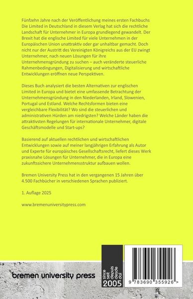 Produktbild: Unternehmensgr&uuml;ndung in Europa