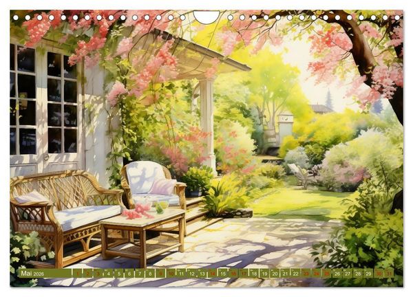 Produktbild: Lauschige Gartenecken (Wandkalender 2026 DIN A4 quer), CALVENDO Monatskalender