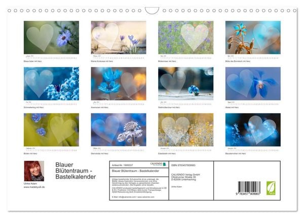 Produktbild: Blauer Bl&uuml;tentraum - Bastelkalender (Wandkalender 2026 DIN A3 quer), CALVENDO Monatskalender