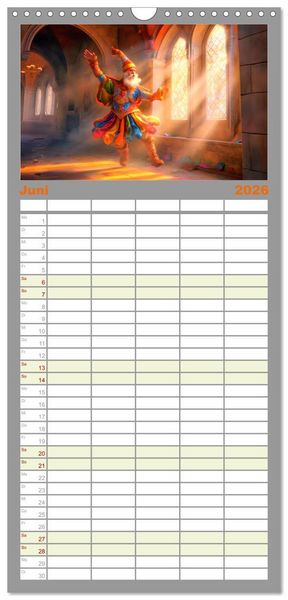 Produktbild: Familienplaner 2026 - Drachent&auml;nzer - Bildgeschichten aus dem Mittelalter mit 5 Spalten (Wandkalender, 21 x 45 cm) CALVENDO