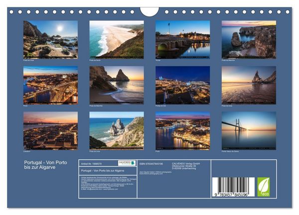 Produktbild: Portugal - Von Porto bis zur Algarve (Wandkalender 2026 DIN A4 quer), CALVENDO Monatskalender