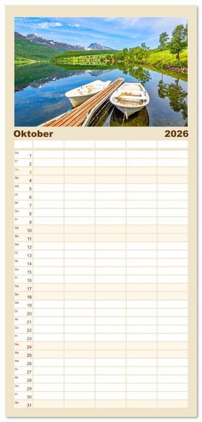 Produktbild: Familienplaner 2026 - Vom S&uuml;dkap zum Nordkap mit 5 Spalten (Wandkalender, 21 x 45 cm) CALVENDO