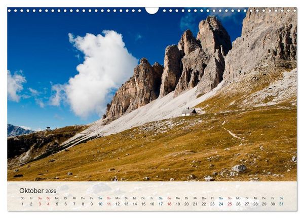 Produktbild: Dolomiten - Rundreise um Drei Zinnen (Wandkalender 2026 DIN A3 quer), CALVENDO Monatskalender
