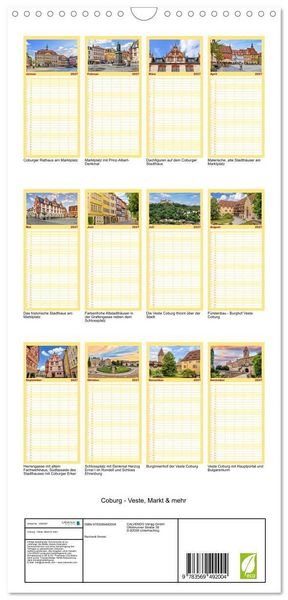 Produktbild: Familienplaner 2027 - Coburg - Veste, Markt & mehr mit 5 Spalten (Wandkalender, 21 x 45 cm) CALVENDO
