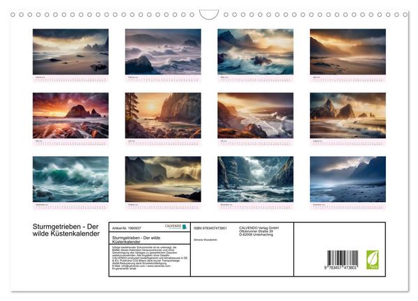 Produktbild: Sturmgetrieben - Der wilde K&uuml;stenkalender (Wandkalender 2026 DIN A3 quer), CALVENDO Monatskalender