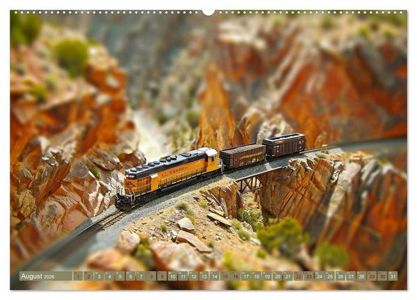 Produktbild: Miniaturwelt Eisenbahn - Zug um Zug ins Abenteuer (hochwertiger Premium Wandkalender 2026 DIN A2 quer), Kunstdruck in Hochglanz
