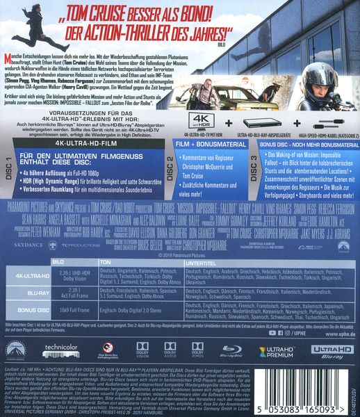 Produktbild: Mission: Impossible 6 - Fallout (4K Ultra HD) (+ Blu-ray 2D) (+ Bonus Blu-ray)