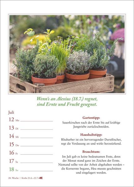 Produktbild: Bauernweisheiten Wochenkalender 2027 - Bauernregeln, Brauchtum, Gartentipps, Haushaltstipps