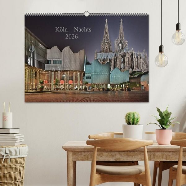 Produktbild: K&ouml;ln &ndash; Nachts 2026 (Wandkalender 2026 DIN A2 quer), CALVENDO Monatskalender