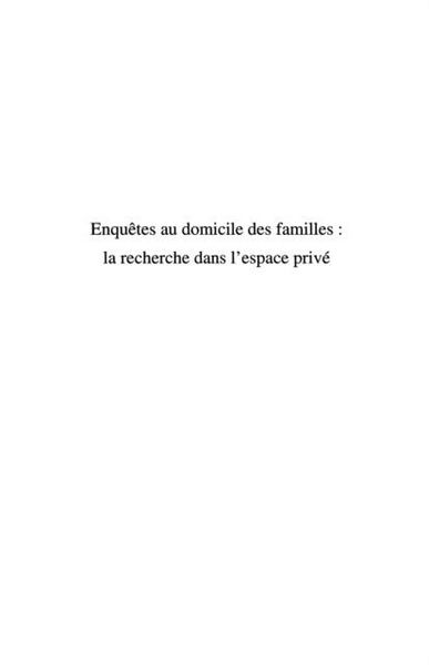 Produktbild: EnquEtes au domicile des familles: la recherche dans l'espac